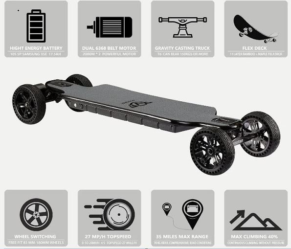 top off road electric skateboard